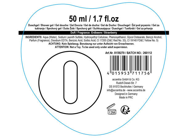 Dusjsåpe hjerte 50ml Duft: Jordbær 3ass Display 24st Vegansk Uten parabener/SLES 