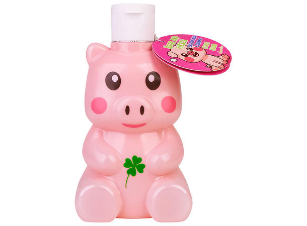 Dusjsåpe og sjampo rosa Lucky Pig 300ml Forpk 6stk Jordbærduft 