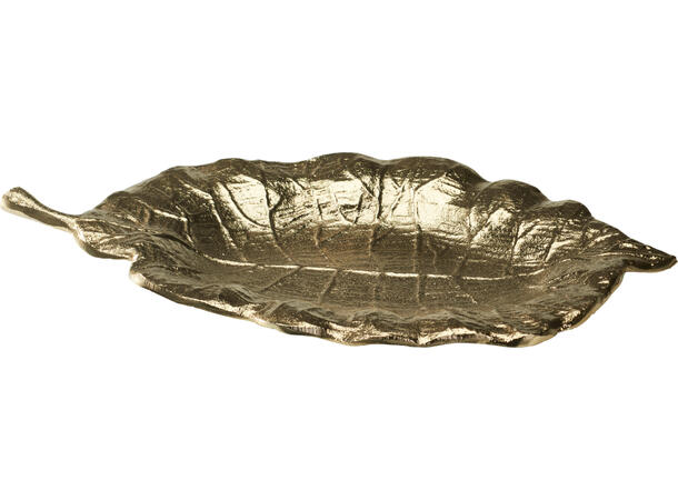 Fat skål blad gull aluminium 35x21cm Vekt 525gr 
