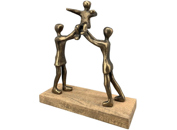 Figur familie gull metall/tre 23x8x25 cm Forpakning: 2stk 