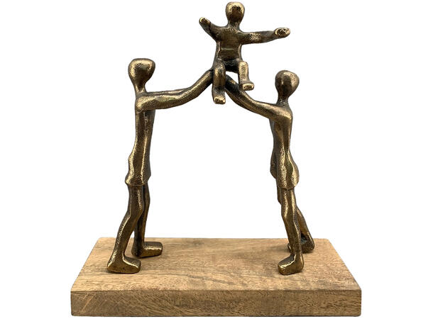 Figur familie gull metall/tre 23x8x25 cm Forpakning: 2stk 