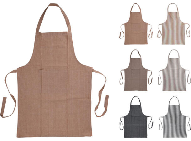 Forkle bomull m/lomme 84x60cm 6ass Farger: sort, brun, sand 