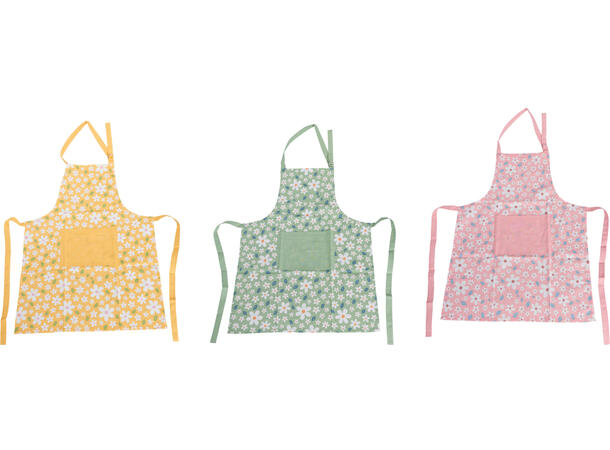 Forkle sommerblomst bomull 84x60cm 3ass Forpakn.12stk 