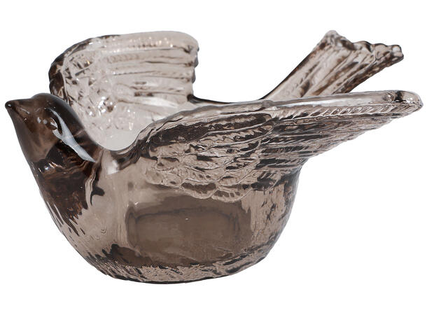 Fugl Telysholder av glass 13x12x6cm 3ass 
