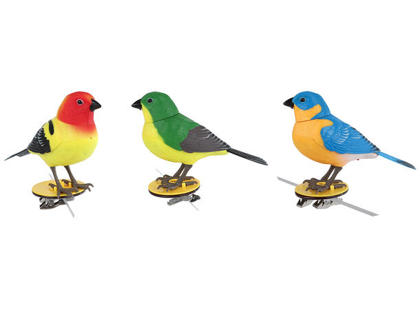Fugl leke syngende 12x4,5x9,5cm 3ass 