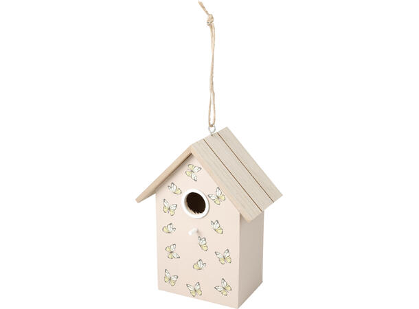 Fuglehus hvit tre 16x10x21cm 4ass Forpk 12stk 