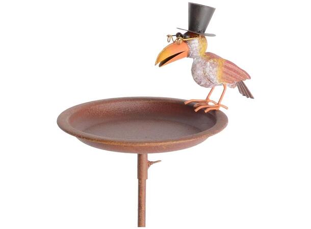 Fuglemater kråke brun metall 22x20x127cm 