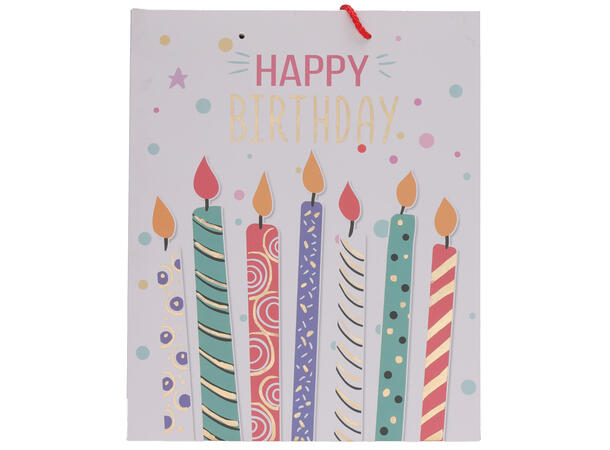 Gavepose bursdag 32x26x10cm 4ass 