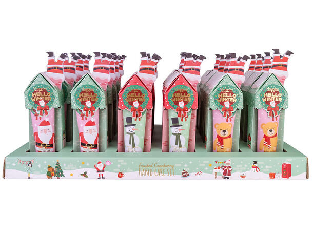 Gavesett 30ml Hånd- og neglkrem Neglefil Display 24stk Duft: Frosted Cranberry 