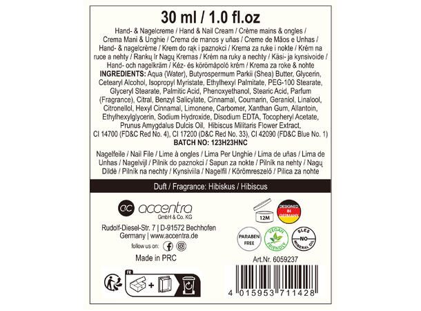 Gavesett 30ml Hånd og neglkrem / neglfil Vegansk Uten mineralolje og parabener 