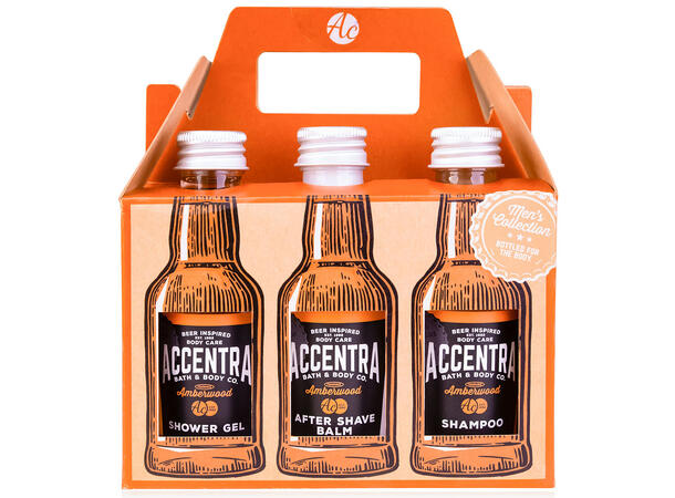 Gavesett 6 deler Ølflasker m/velvære Amberwood Vegansk Uten parabener/SLES 