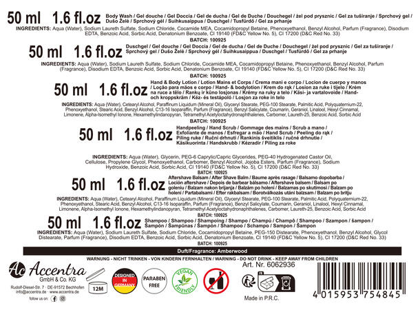 Gavesett 6 deler Ølflasker m/velvære Amberwood Vegansk Uten parabener/SLES 