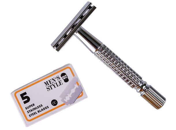 Gavesett After shave barberhøvel+5 blad Forpk 6stk Vegansk 