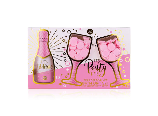 Gavesett Dusjgel 150ml m/rosa konfetti Vegansk Uten parabener/SLES m/roseduft 