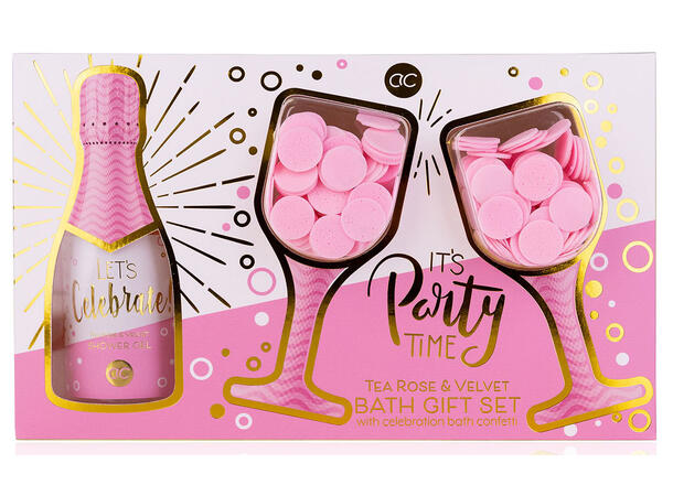 Gavesett Dusjgel 150ml m/rosa konfetti Vegansk Uten parabener/SLES m/roseduft 