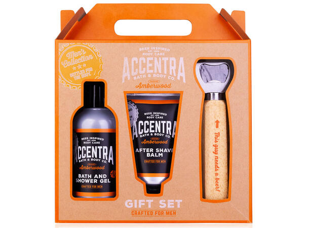 Gavesett Dusjsåpe Aftershave Flaskeåpner Amberwood Vegansk Uten parabener/SLES 