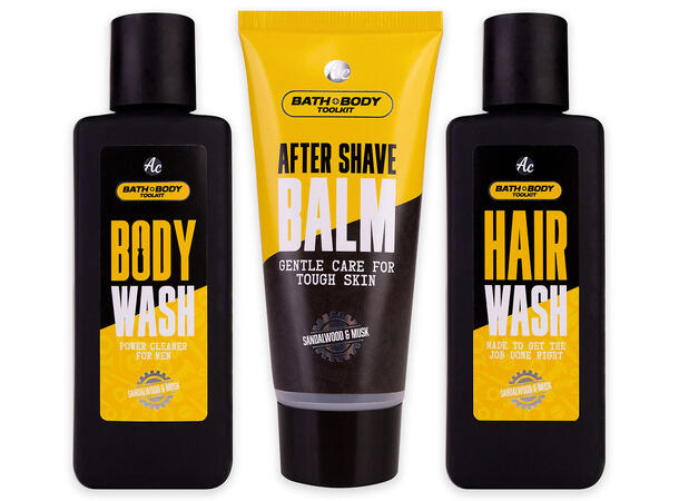 Gavesett Dusjsåpe sjampo og Aftershave Sandal & Musk Vegansk Uten paraben/SLES 