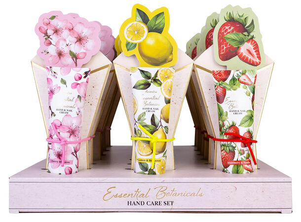 Gavesett pose hånd/neglkrem fil 3ass Display 18stk Vegansk Uten m.olje/parab 