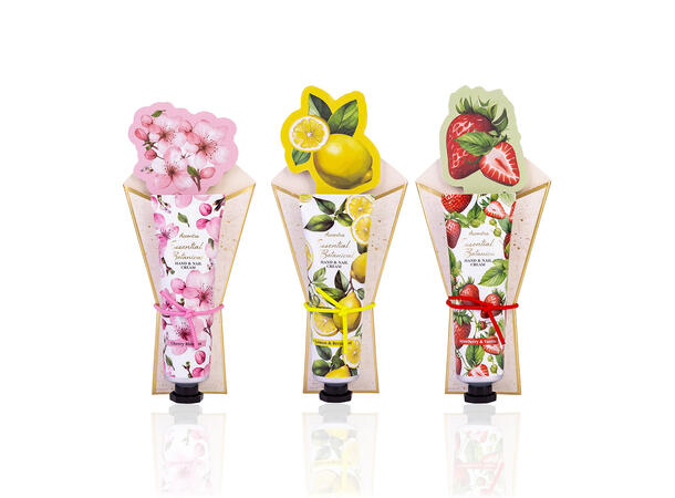 Gavesett pose hånd/neglkrem fil 3ass Display 18stk Vegansk Uten m.olje/parab 