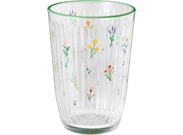 Glass blomster print 395ml 12cm 2ass 