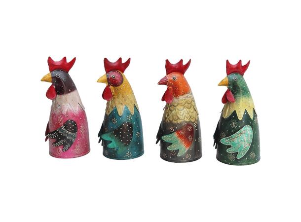 Hagepynt hane fargerik metall 13x10x20cm 