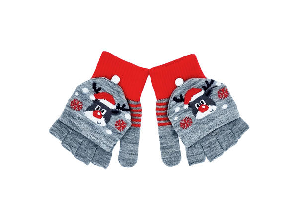 Hanske grå m/reinsdyr til barn 80% akryl, 15% lin, 5% elastan 