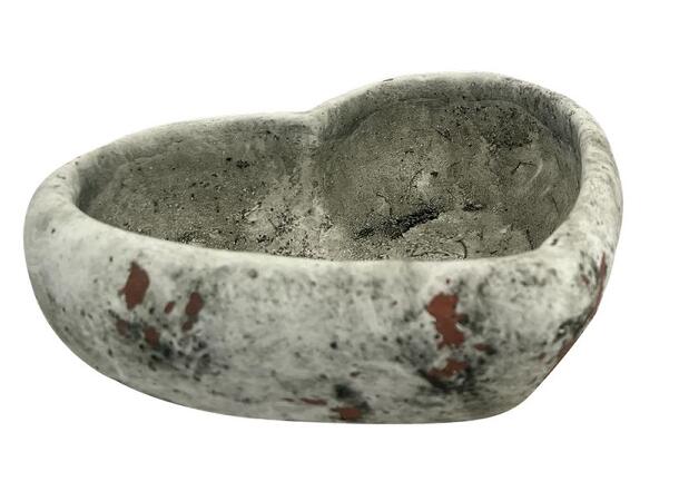 Hjerte skål grå sement 20,5x20,5x7 cm 