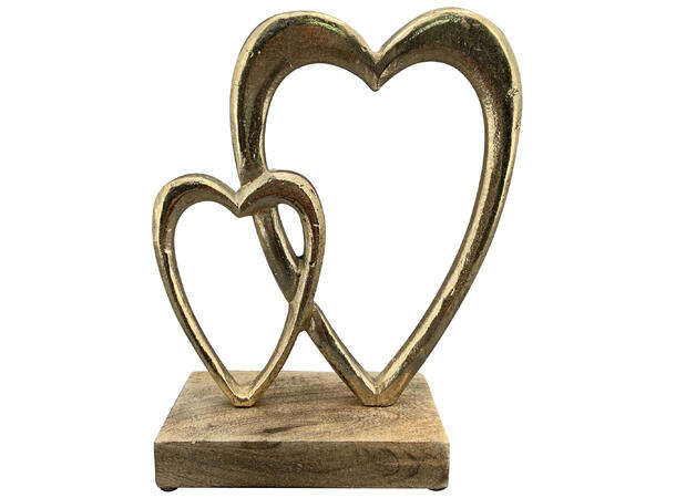 Hjerte stående metall mangotre 19x22cm 