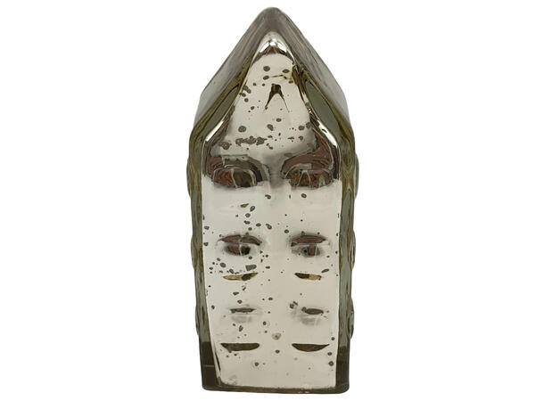 Hus dekorhus av glass gull 6x6x13,5 cm Forpk 12stk 