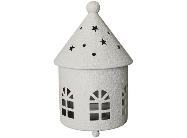 Hus telys beige metall 12,2x12,2x19cm Til telys og led telys 