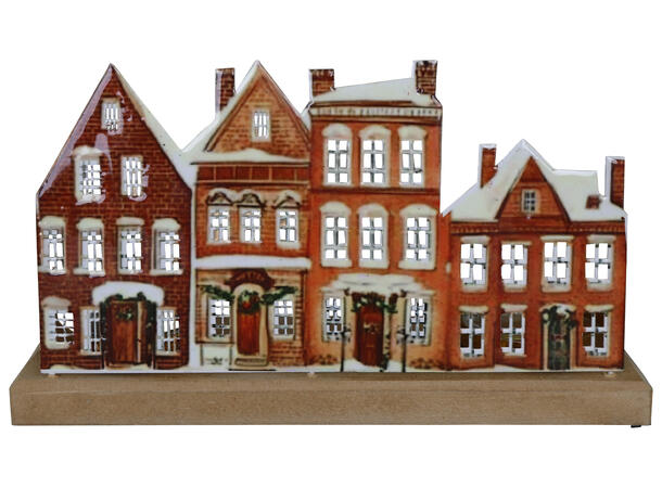 Hus telysholder glass metall 26x8x14cm 