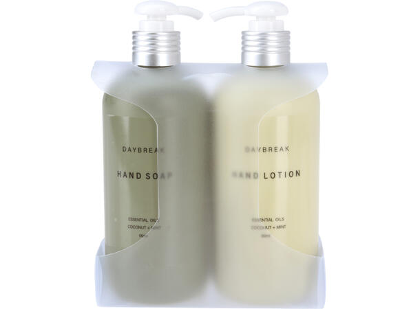 Håndpleiesett Daybreak såpe/lotion 360ml Forpk:12sett Størrelse: 12,8x6,5x17,2 cm 