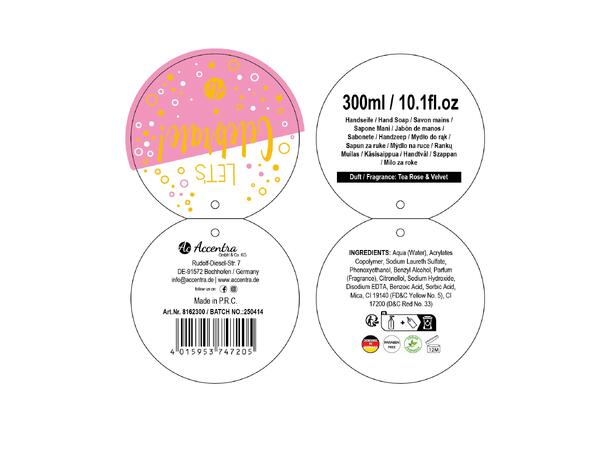 Håndsåpe i gullsko dispenser av PE 300ml Vegansk Uten parabener/SLES m/roseduft 