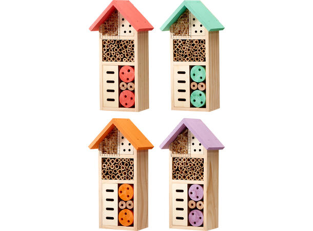 Insekthotell stående 13x8,5x26cm 4ass Forpk 16stk 