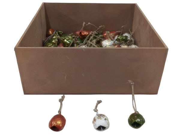 Julekule bjelle henge metall 3cm Display 96stk 