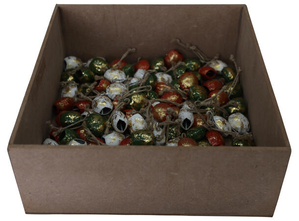 Julekule bjelle henge metall 3cm Display 96stk 