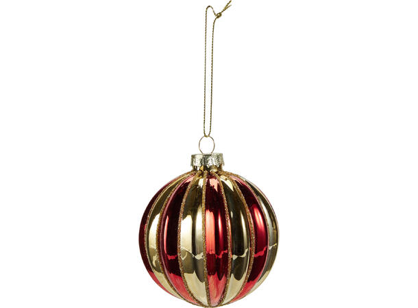 Julekule dråper gull/rød mix 8-11cm 4ass Display 12stk 