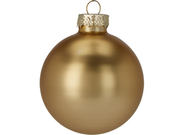 Julekule glass gull 3,5cm 16stk 8 matt + 8 blank i krafteske 