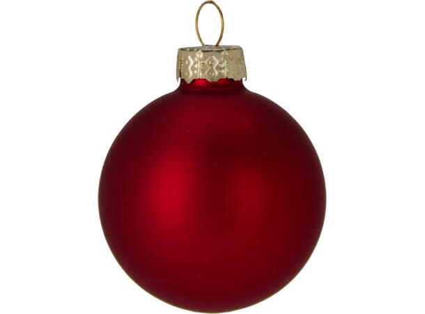 Julekule glass rød 6cm 16stk 8 matt + 8 blank i krafteske 