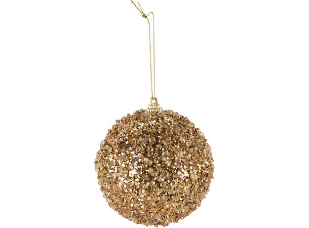 Julekule m/perler gull glass 8cm 2ass Display 12stk 