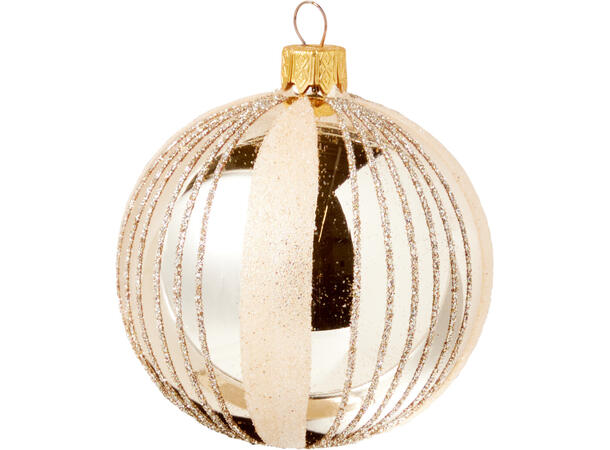 Julekule matt/blank gull glass 8cm 3ass Display 12stk. Håndlaget i Ukraina 