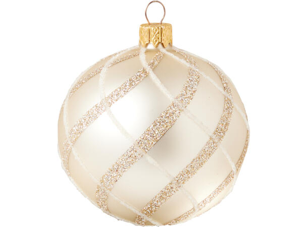 Julekule matt/blank gull glass 8cm 3ass Display 12stk. Håndlaget i Ukraina 