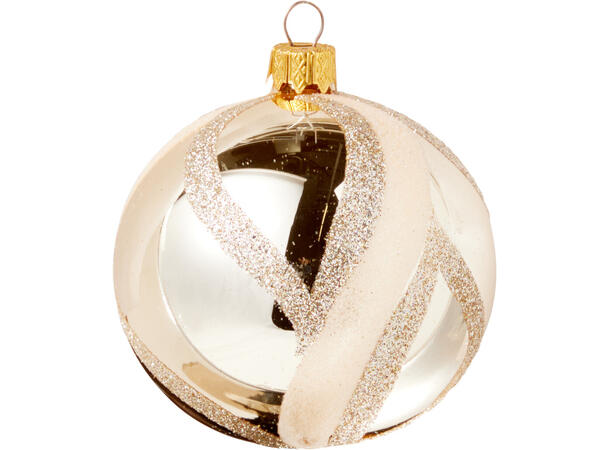 Julekule matt/blank gull glass 8cm 3ass Display 12stk. Håndlaget i Ukraina 