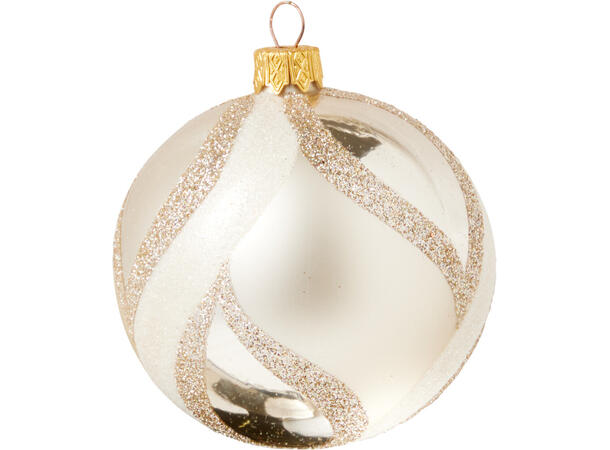 Julekule matt/blank gull glass 8cm 3ass Display 12stk. Håndlaget i Ukraina 