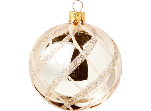 Julekule matt/blank gull glass 8cm 3ass Display 12stk. Håndlaget i Ukraina 