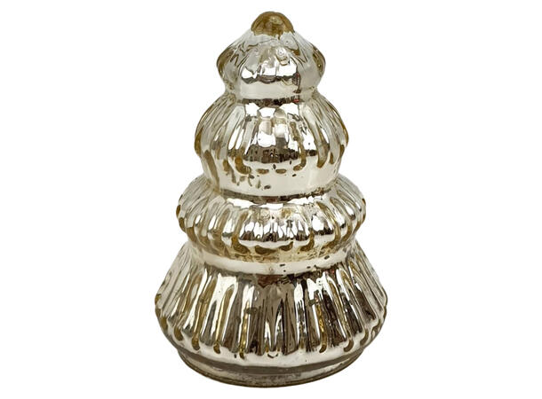 Juletre antikkgull glass 6,5x6,5x10cm 