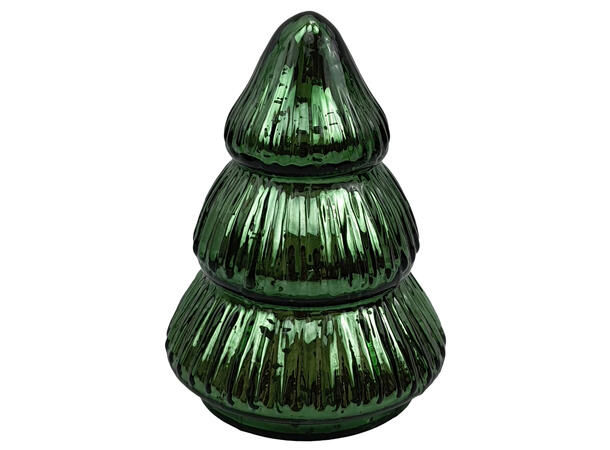 Juletre grønn glass 8,5x8,5x11,5cm Forpk 18stk 