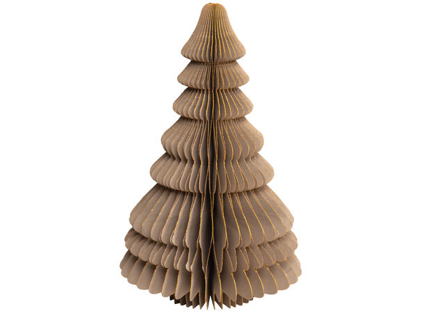 Juletre papir greige m/gull/stjerne 20cm 