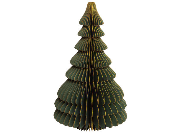 Juletre papir grønn m/gull/stjerne 30cm 