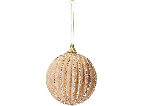 Juletrekule rund krem/beige 8cm 2ass 2 farger med snor 